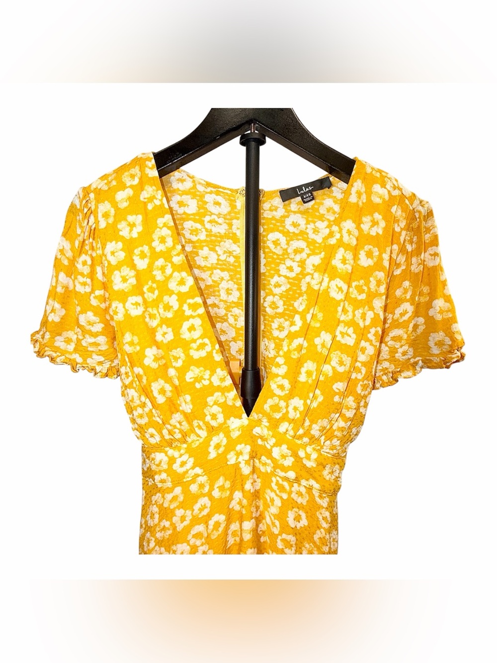 LULUS Women’s Garden Explorer Mustard Yellow Floral Print Mini Dress Size XXS - Picture 5 of 12